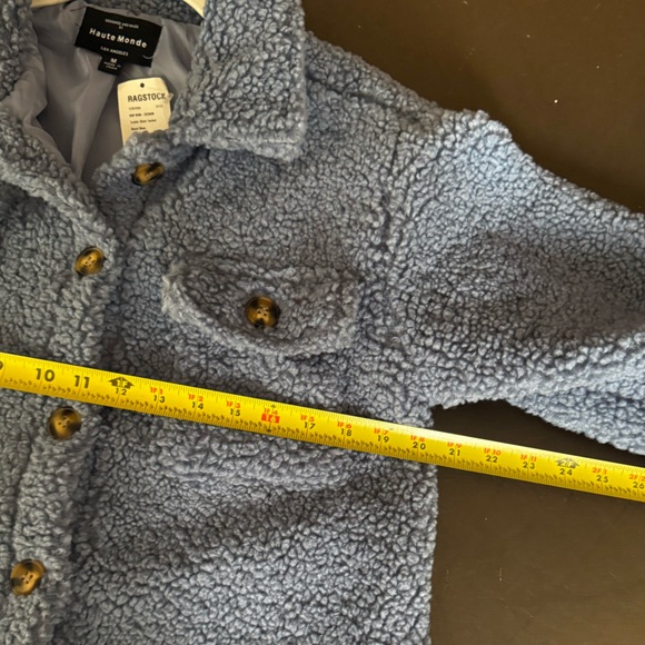 Haute Monde Cozy Blue Teddy Fleece Barn Jacket Button Up Shirt Jacket Sz M NWT - Picture 13 of 16